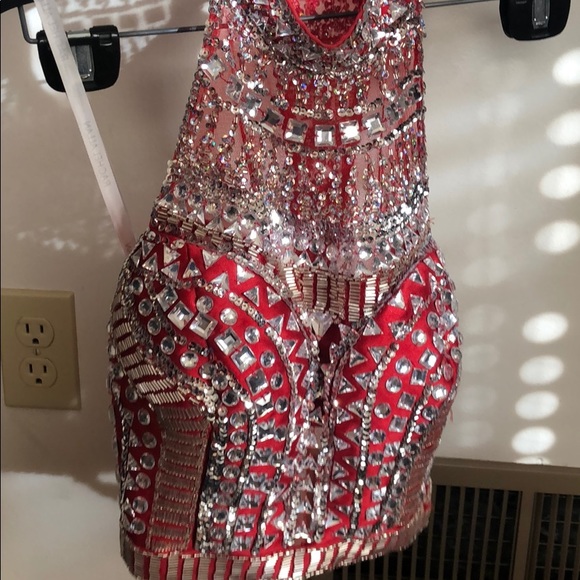 Rachel Allan red two piece mermaid prom dress. - Picture 6 of 8